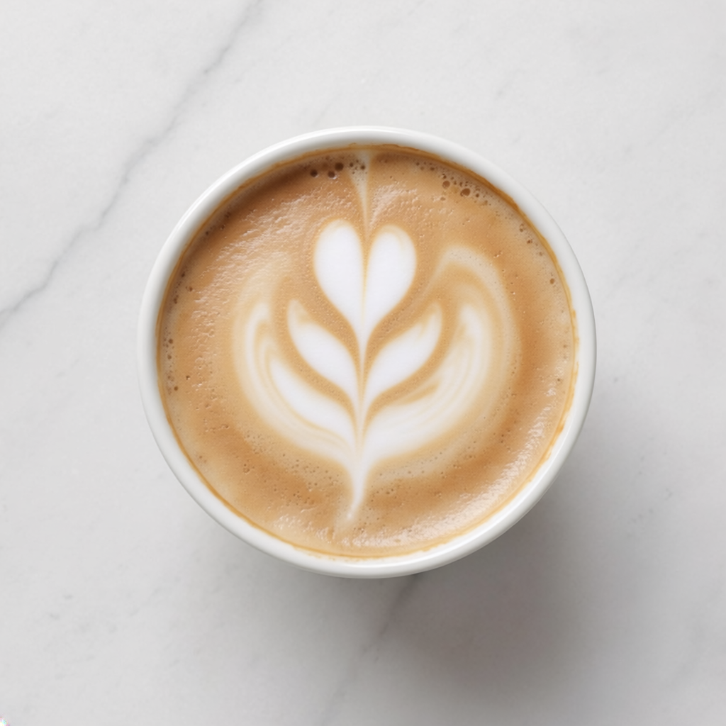 Firefly A Cappuccino On White Marble, Food Photography, No Text 909478