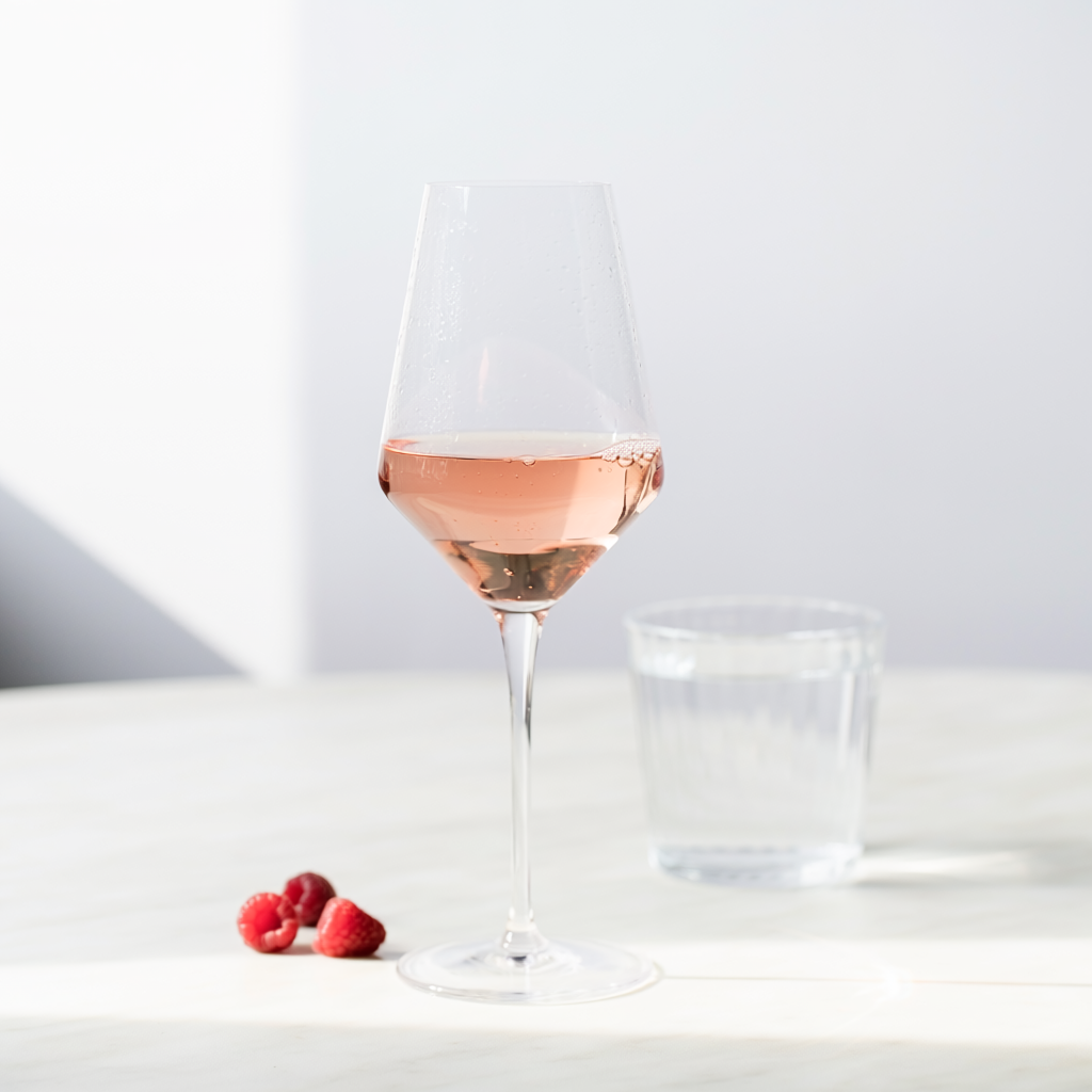 Firefly Rosé Grenache A Glass Of Rosé Wine On A White Marble Surface, Soft Natural Light, 757733