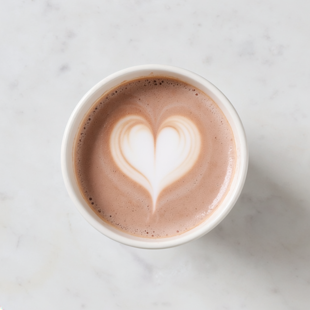 Firefly A Cup Of Hot Choco On White Marble, Overhead Shot, Food Photography, 648405