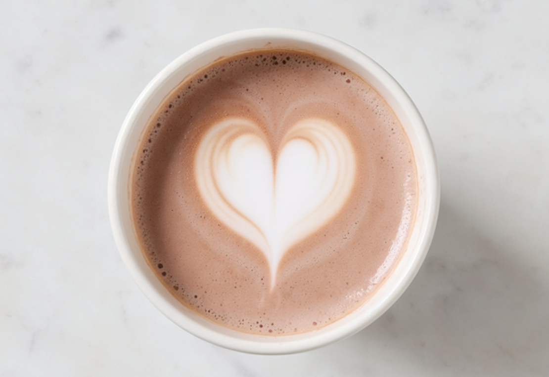 Firefly A Cup Of Hot Choco On White Marble, Overhead Shot, Food Photography, 648405