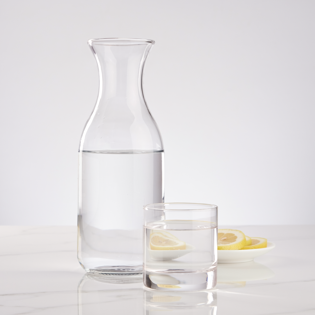 Firefly Make A Water Carafe As Reference On White Marble, Soft Studio Light, Food Photograph 661280