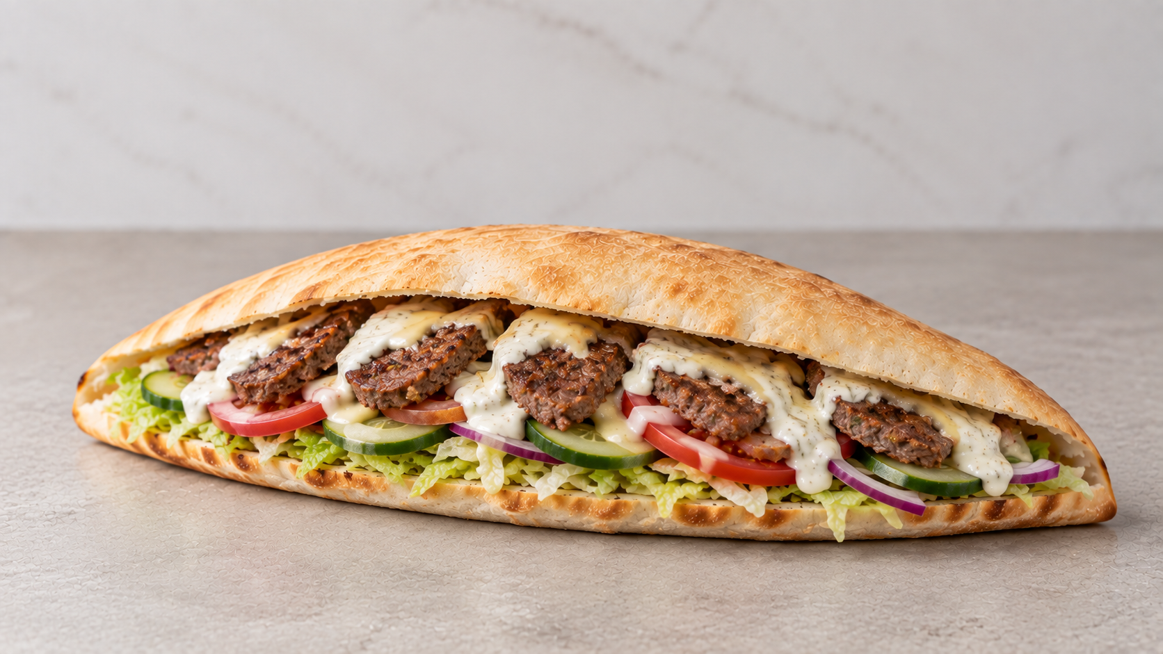 Pizza Sandwich Græsk Bøf